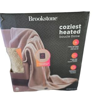 Brookstone Tan Heated Boucle Blanket